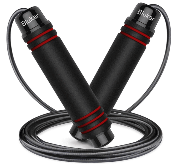 Blukar Skipping Rope, Speed Jump Rope Tangle-free Adjustable Cord with Rapid Ball Bearings & Soft Foam Handle for Fitness Workouts Fat Burning Exercises Boxing - Spare Cord Length Adjuster Included