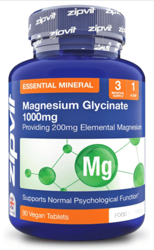 Zipvit Magnesium Glycinate 1000mg, High Strength Magnesium Bisglycinate with Vitamin B6, 1-a-Day Vegan Tablets, Pure Glycinate, 3-Month Supply