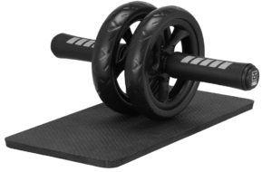 H&S Ab Roller for Strength Training Equipment - Abs Sit Up Exercise Wheel for home gym with Extra Thick Knee Pad Mat - Ab Trainer w/Dual Glide Wheels